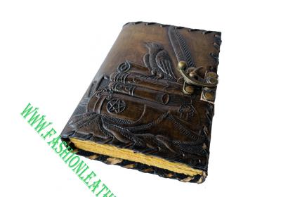 book of shadows black charcoal leather journal crow book vintage drawing diary blank book of spell deckle edge paper journal